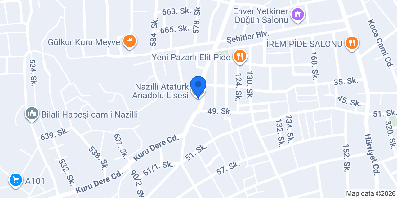 Nazilli Atatürk Anadolu Lisesi konumu