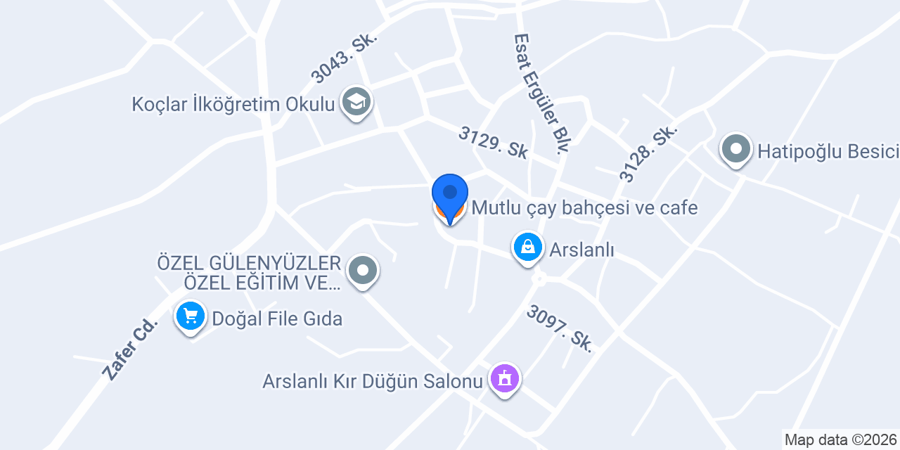 Mutlu çay bahçesi ve cafe konumu