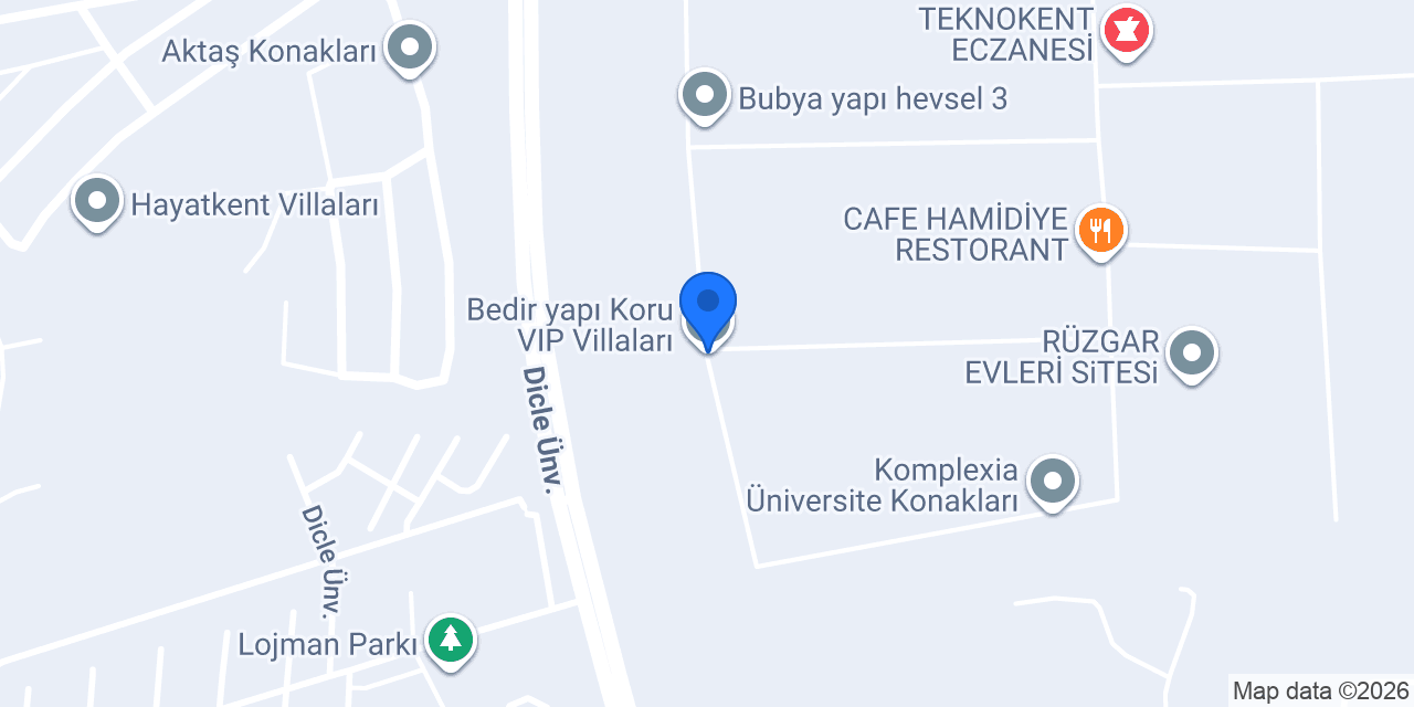 Bedir yapı Koru VIP Villaları konumu