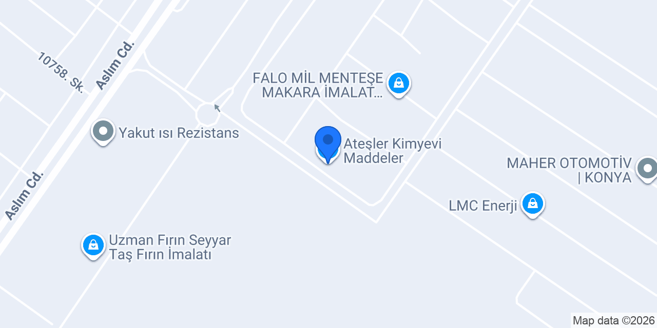 Ateşler Kimyevi Maddeler konumu
