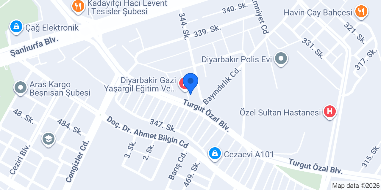 Diyarbakır Sürücü Kursu konumu