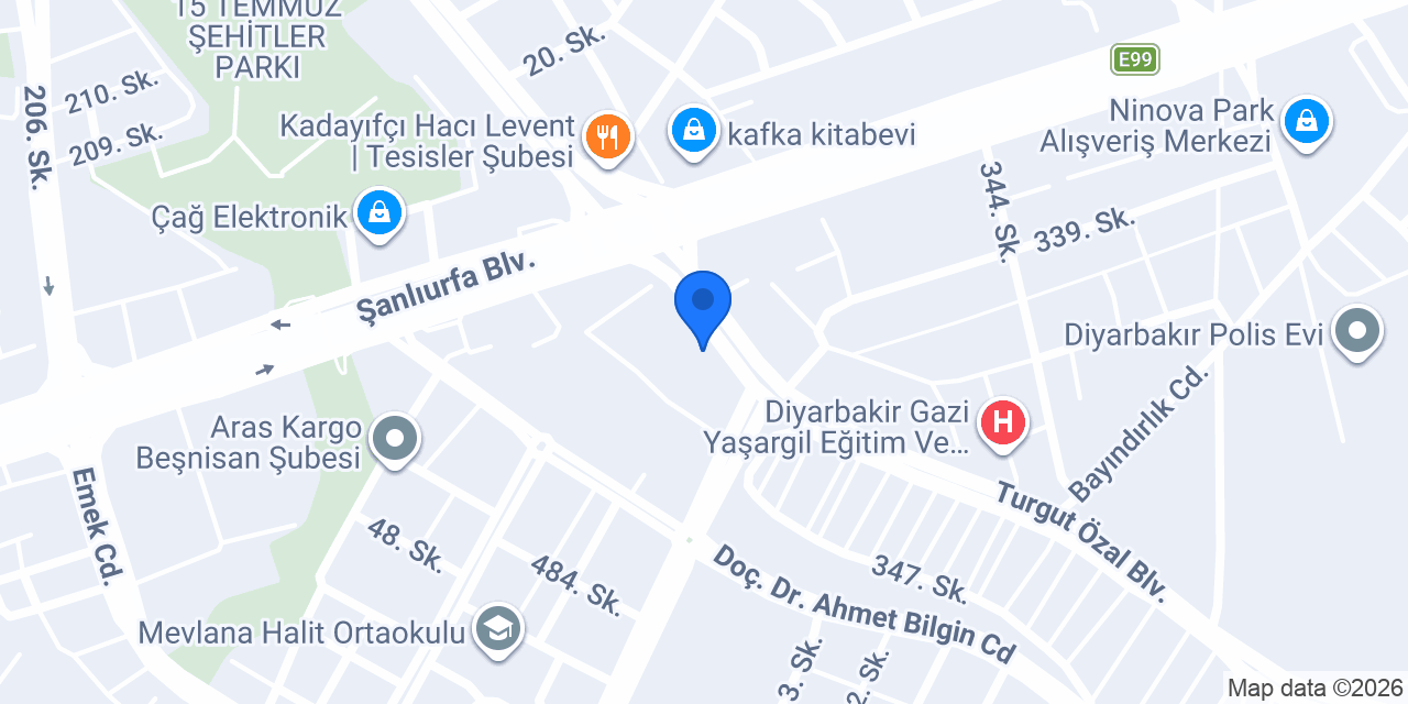 Hey Döner Diyarbakır - Tesisler konumu