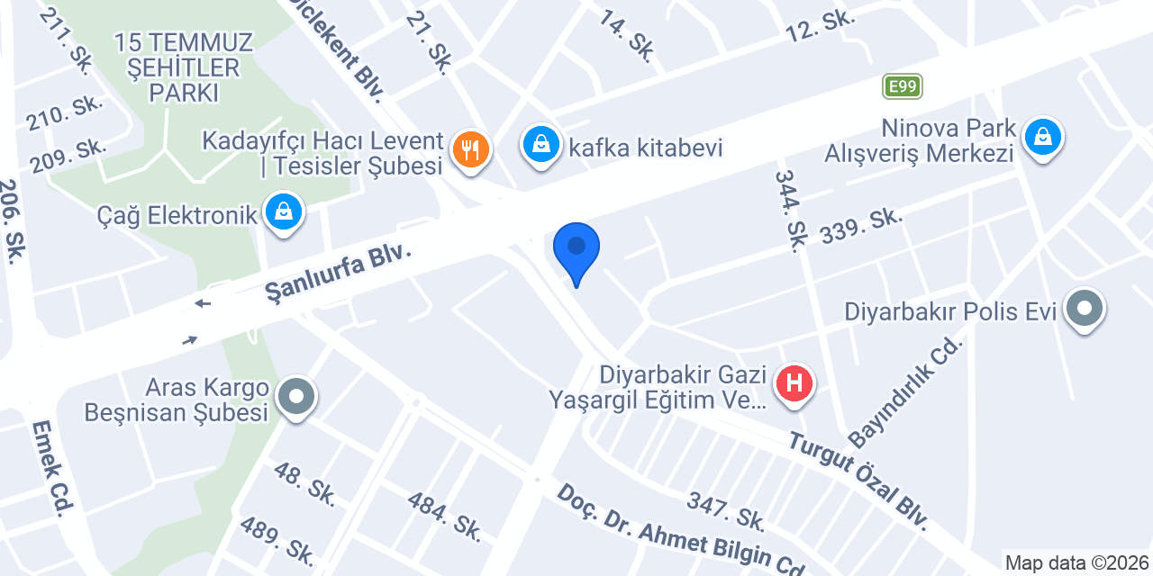 TEB Kayapınar Şubesi konumu