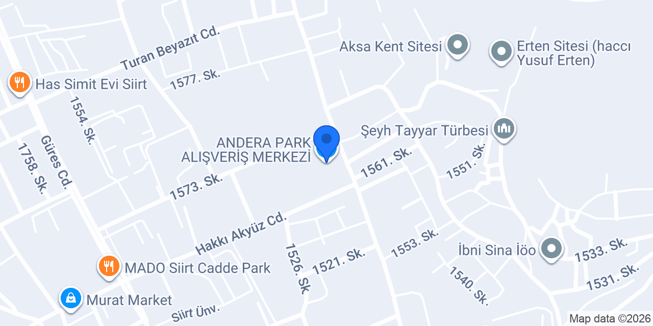 Pasaport Pizza Andera Park AVM konumu