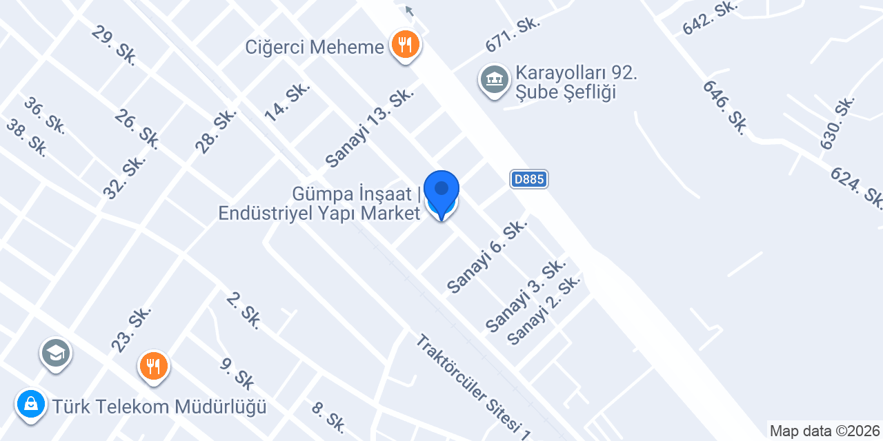 Gümpa İnşaat | Endüstriyel Yapı Market konumu