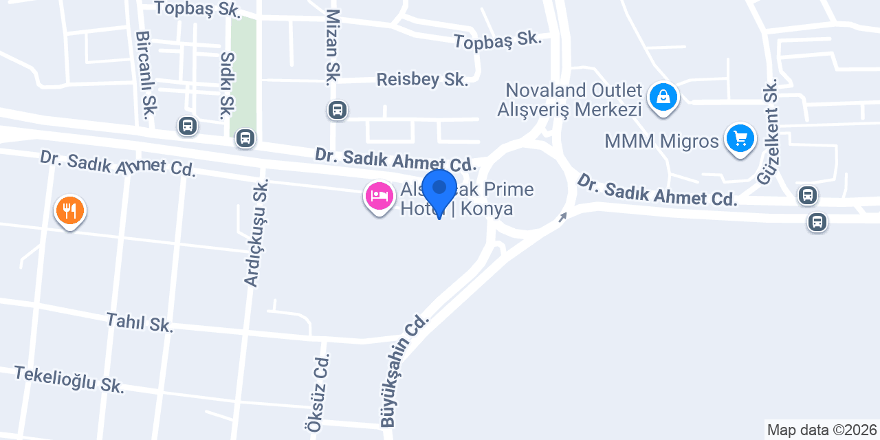 Konya Mado Prime Avm konumu