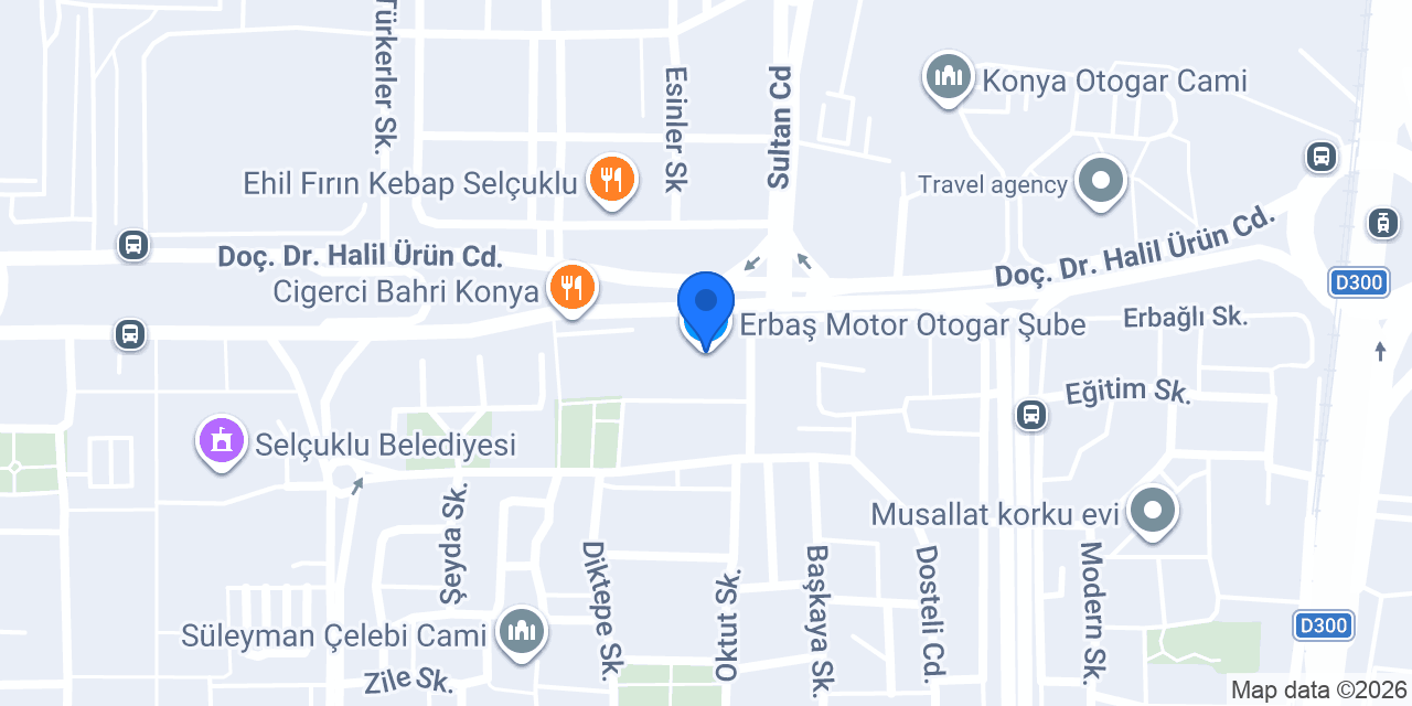 Erbaş Motor Otogar Şube konumu