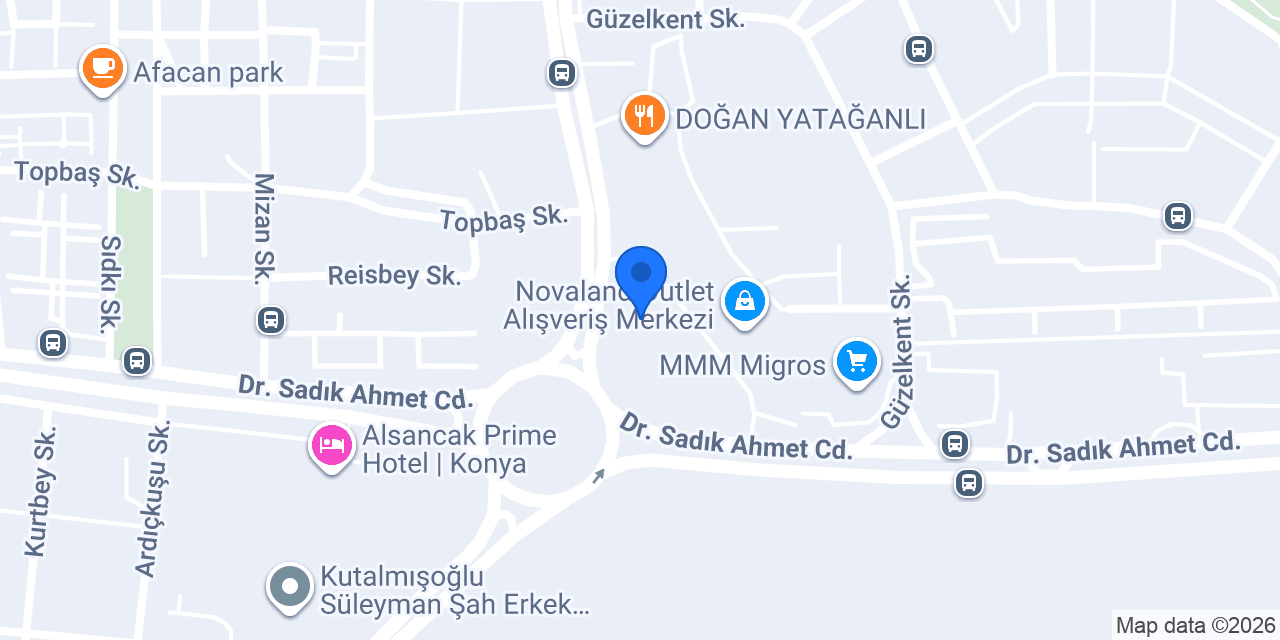 Lescon Konya Novaland Avm konumu