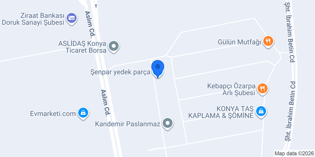 Şenpar yedek parça konumu