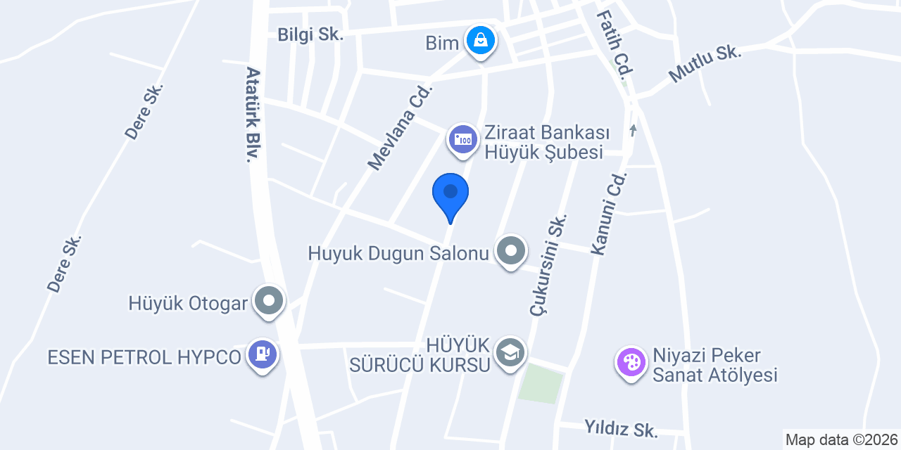 Hüyük KOMEK Kurs Merkezi konumu