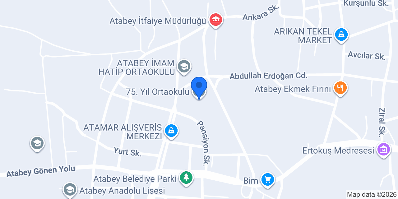 75. Yıl Ortaokulu konumu