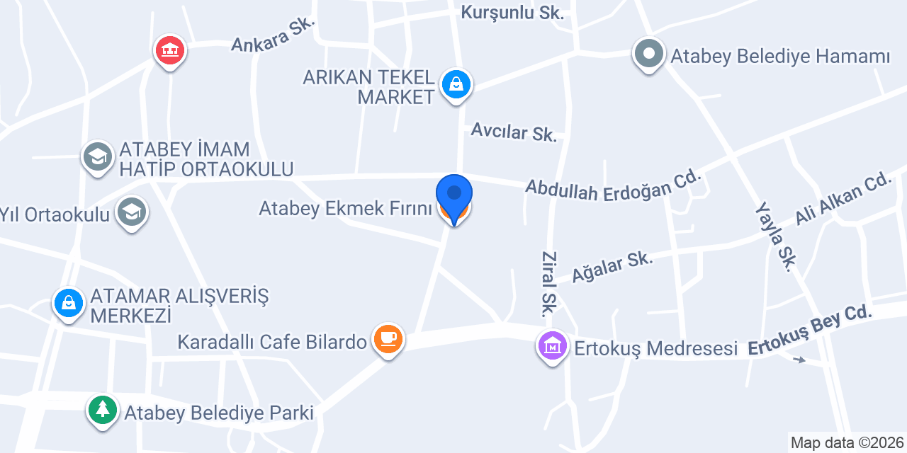 Atabey Ekmek Fırını konumu
