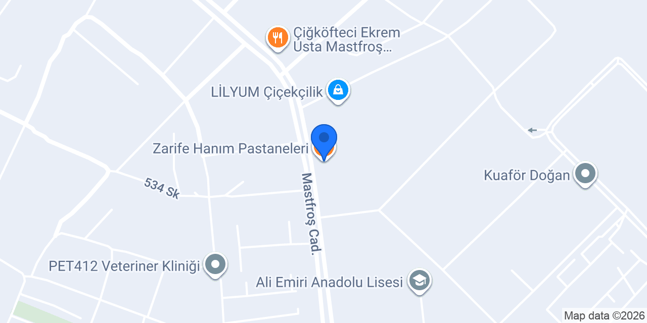 Zarife Hanım Pastaneleri konumu