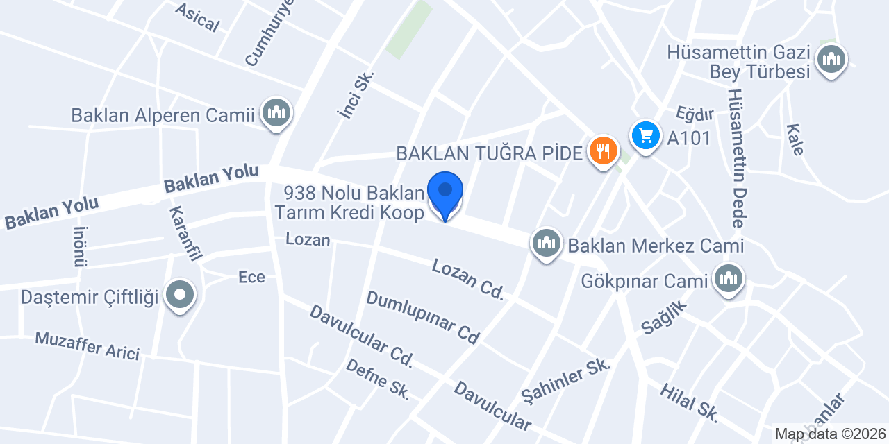 938 Nolu Baklan Tarım Kredi Koop. konumu