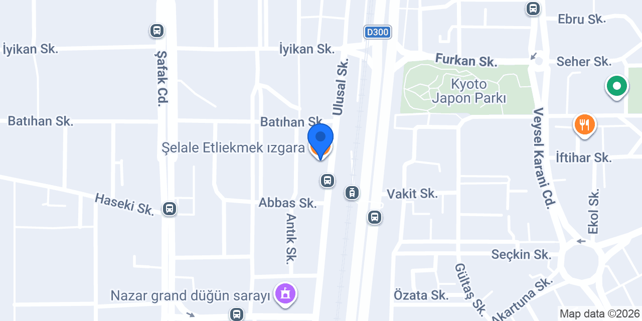 Şelale Etliekmek ızgara konumu