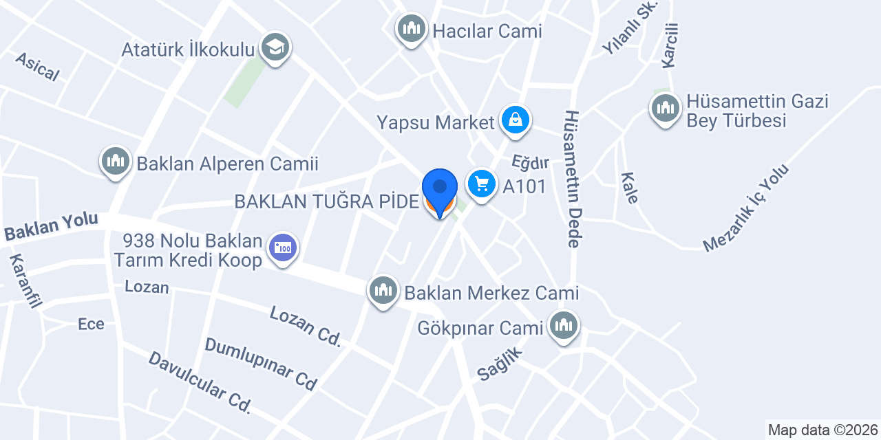 BAKLAN TUĞRA PİDE konumu