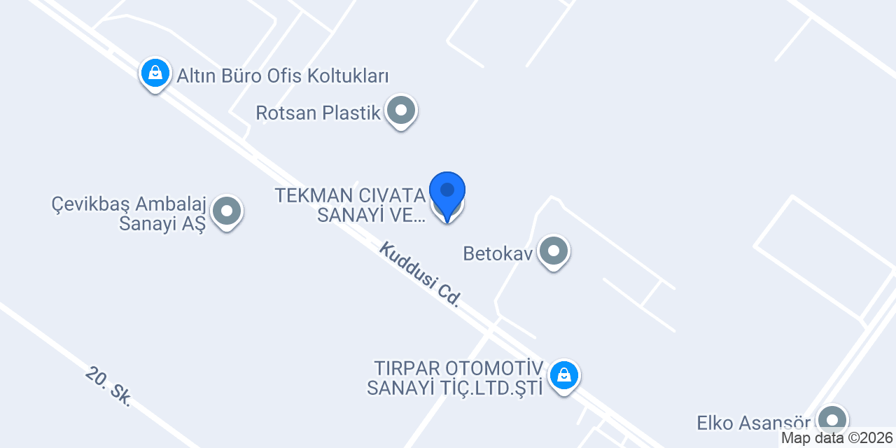 TEKMAN CIVATA SANAYİ VE TİCARET A.Ş. konumu