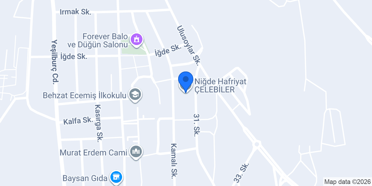 Niğde Hafriyat ÇELEBİLER konumu