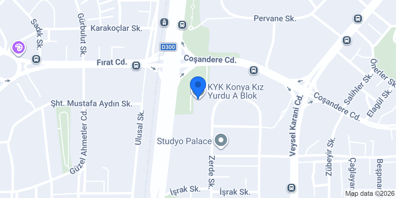 KYK Konya Kız Yurdu A Blok konumu