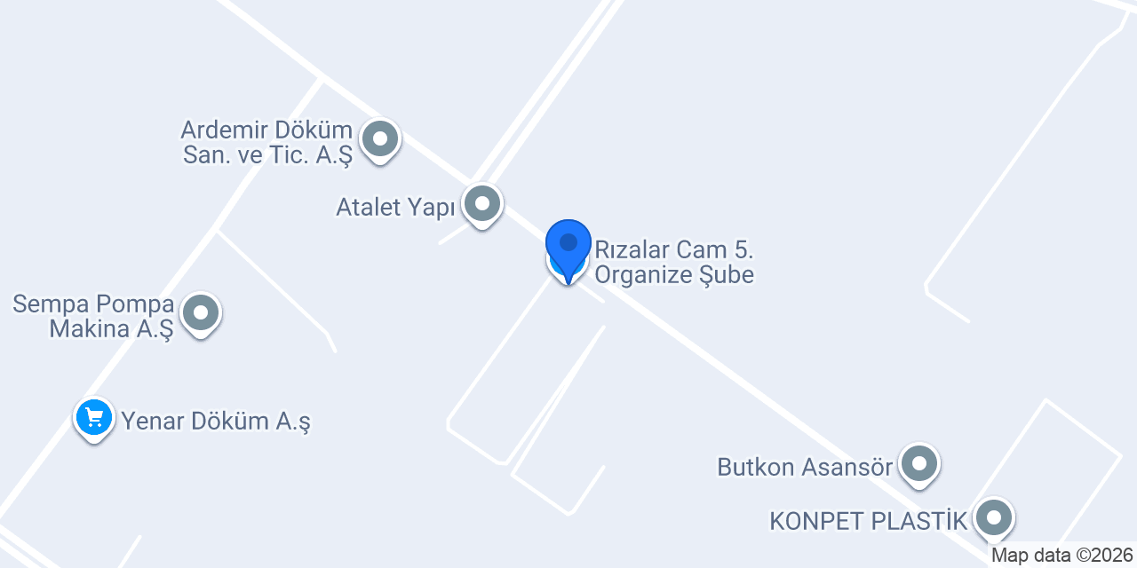 Rızalar Cam 5. Organize Şube konumu