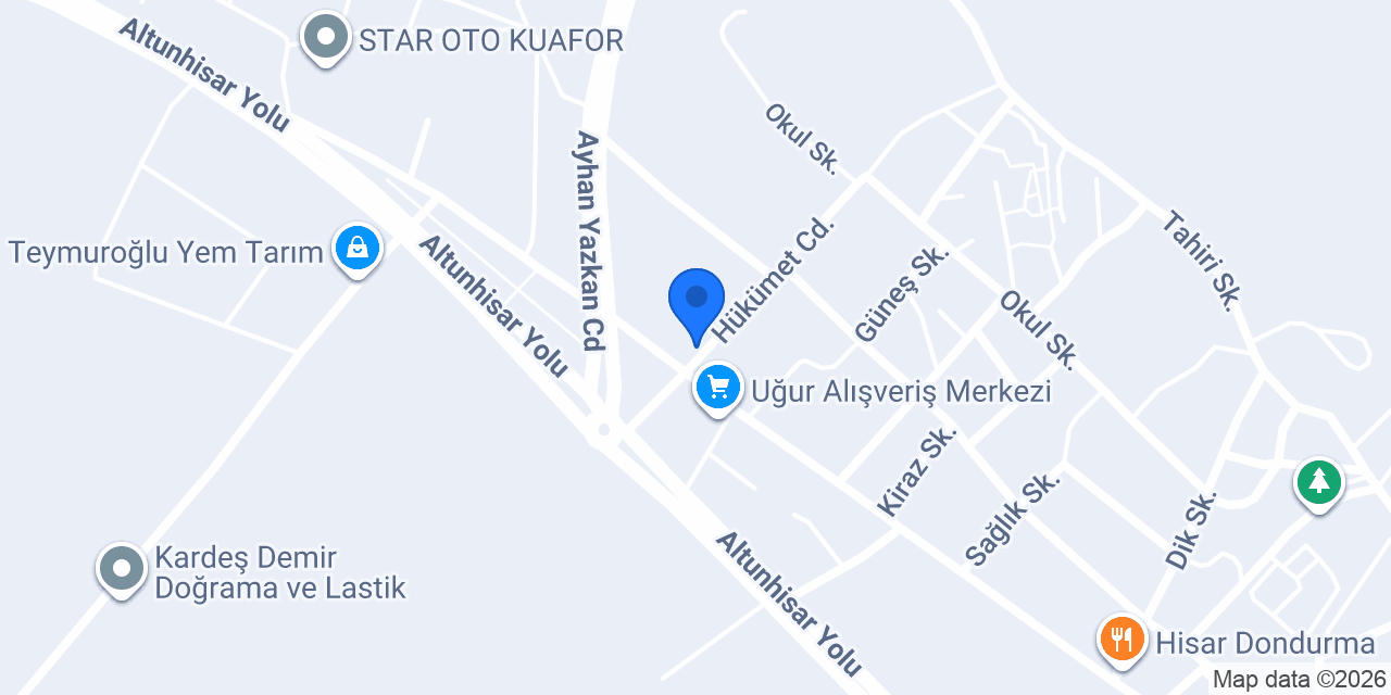 Altunhisar Kaymakamlığı konumu