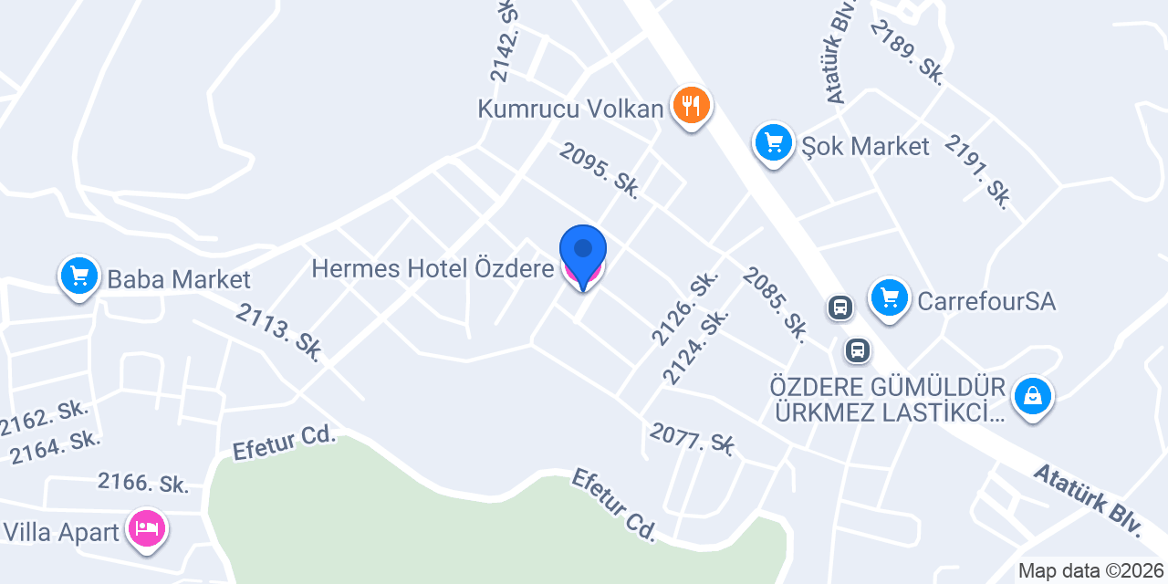 Hermes Hotel Özdere konumu