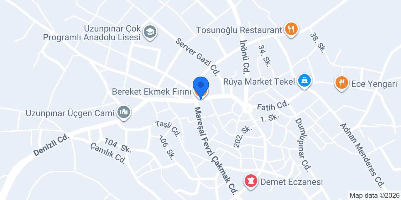 Bereket Ekmek Fırını konumu