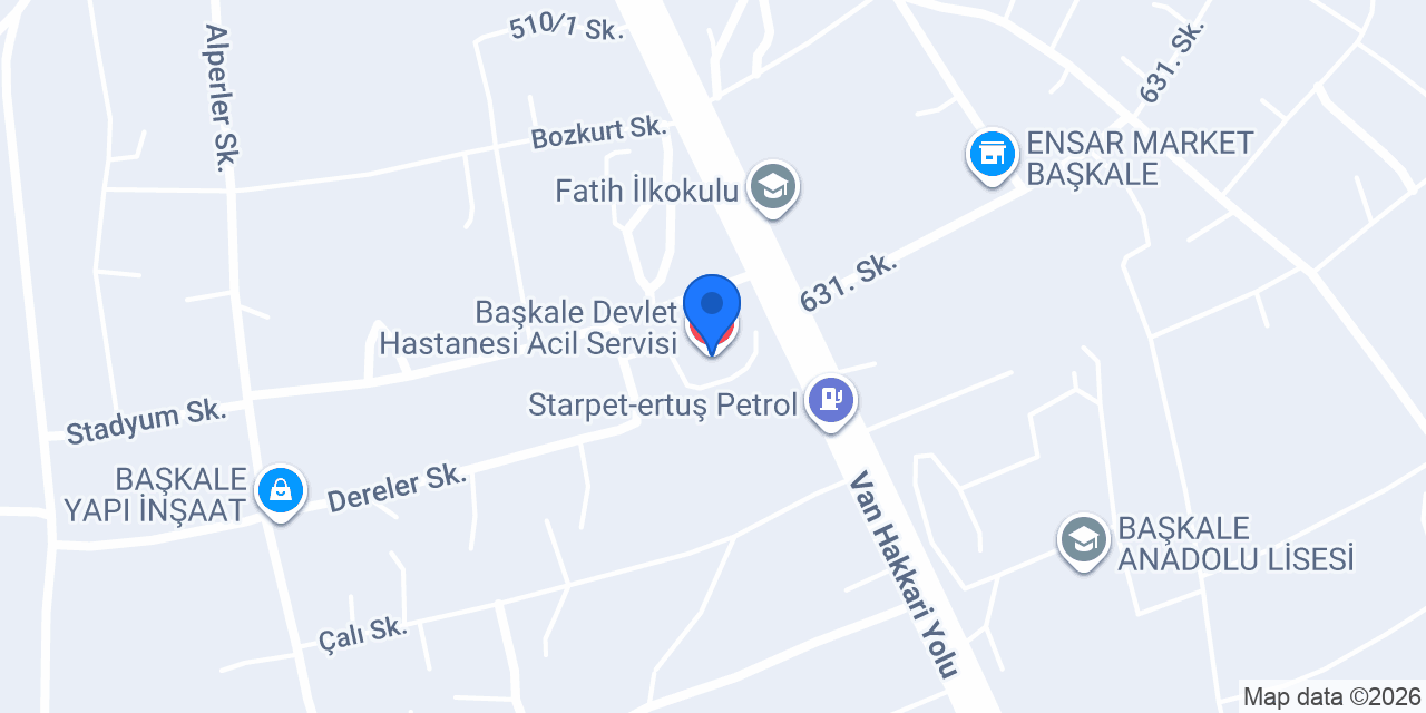 Başkale Devlet Hastanesi Acil Servisi konumu