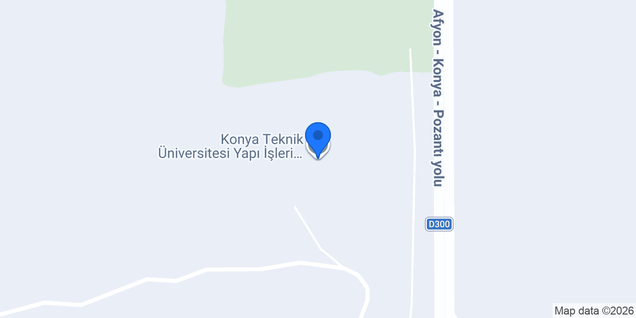 Konya Teknik Üniversitesi Yapı İşleri ve Teknik Daire Başkanlığı Hizmet Tesisi konumu
