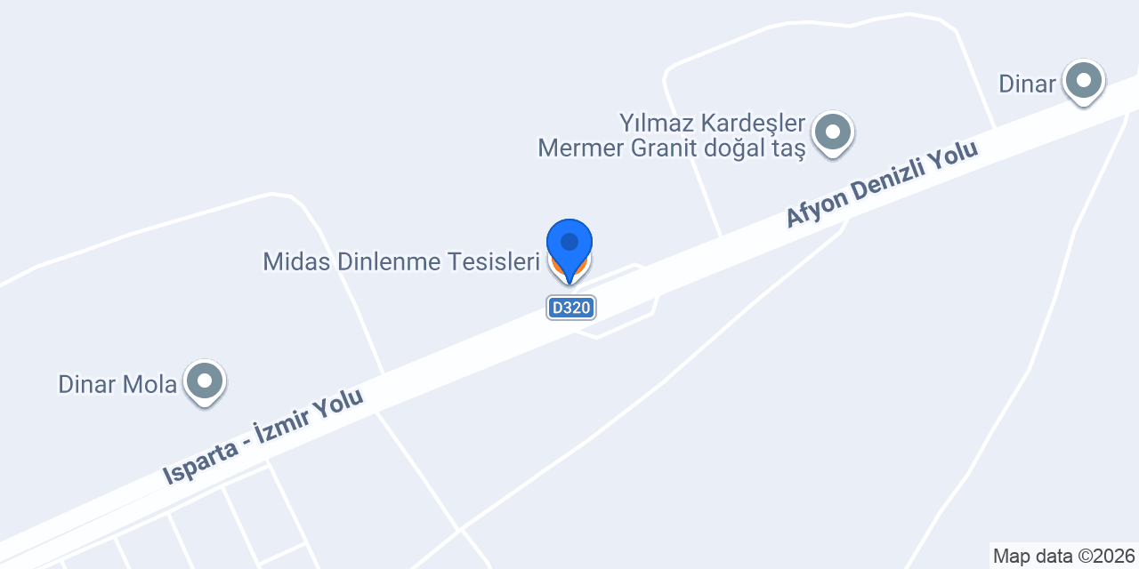 Midas Dinlenme Tesisleri konumu