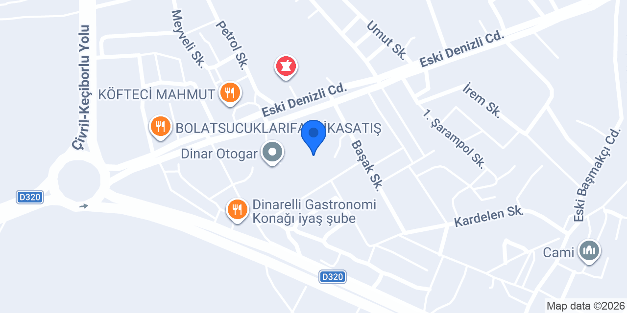 Dinar İlçe Devlet Hastanesi konumu