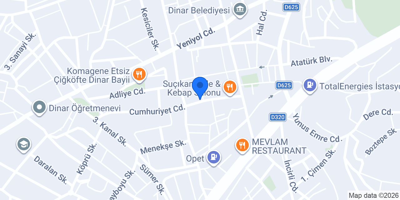 Halkbank Dinar Şubesi konumu