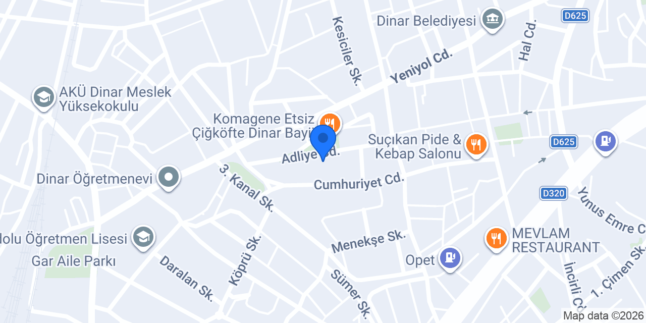Ezanoğlu Çorba Köfte Piyaz Dinar konumu