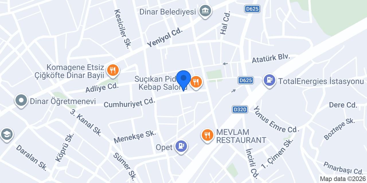 Şekerbank Dinar Şubesi konumu
