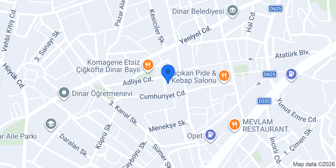 Dinar İlçe Emniyet Müdürlüğü konumu