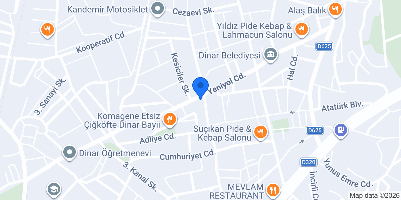 Dinar Veteriner konumu