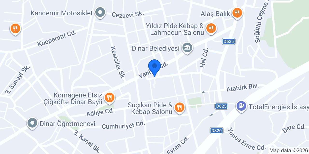 Aras Kargo Dinar Şubesi konumu