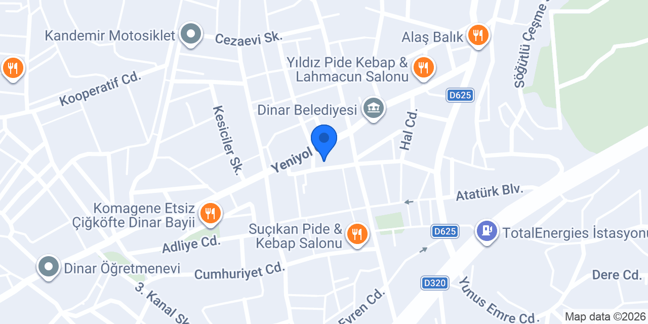 Dinar Yapi Merkezi konumu