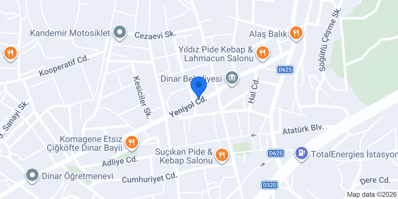 Sürat Kargo Dinar Şube konumu