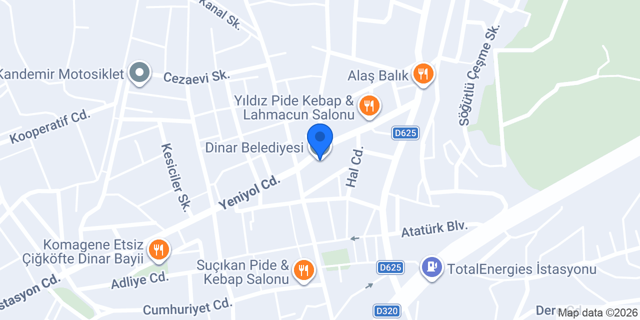 Dinar Belediyesi konumu