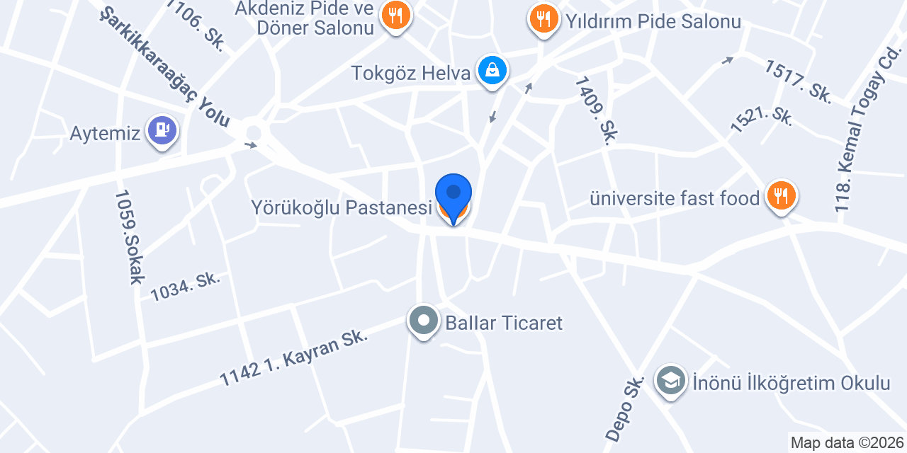Yörükoğlu Pastanesi konumu