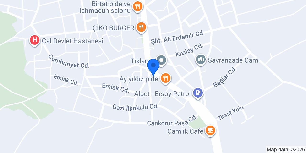 Halkbank Çal Şubesi konumu