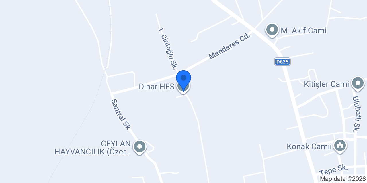 EÜAŞ Dinar 2 Hidroelektrik Santrali konumu
