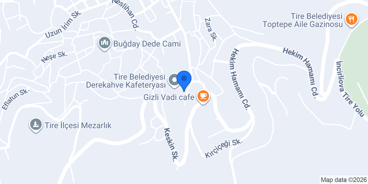 Tire Gazi Köşkü konumu