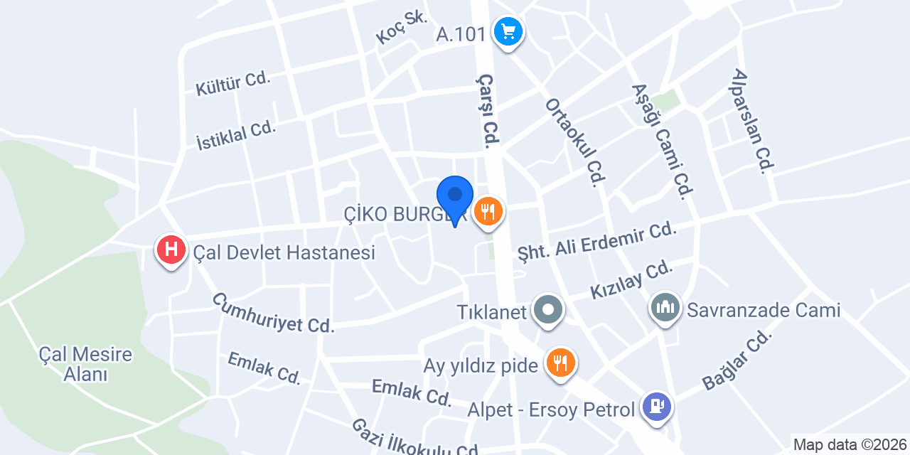 Ptt-çal Şubesi konumu