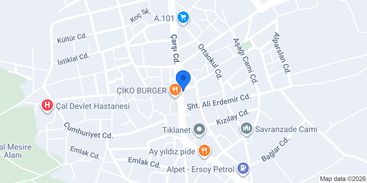 Çal Belediyesi Oteli konumu