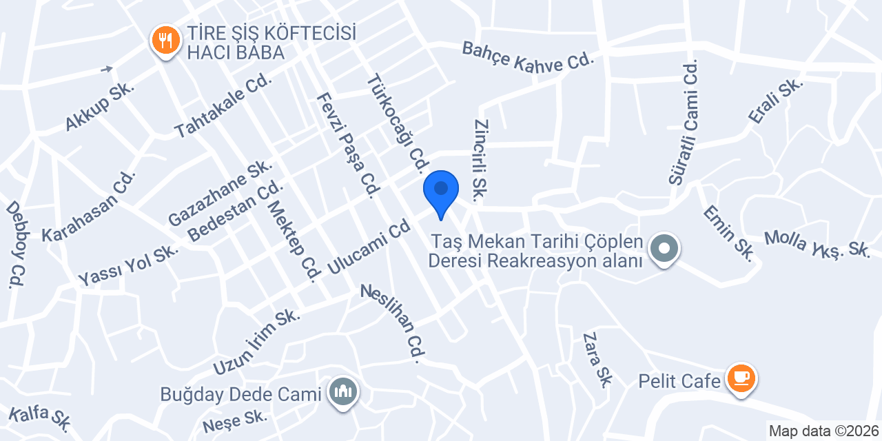 Tire Belediyesi Gülcüoğlu Konakları konumu