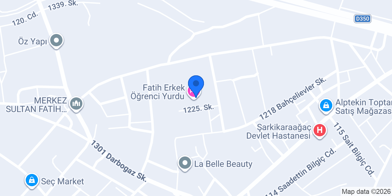 Fatih Erkek Öğrenci Yurdu konumu