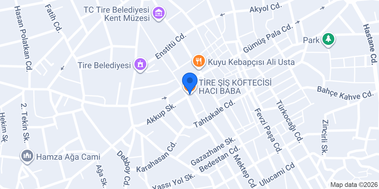 TİRE ŞİŞ KÖFTECİSİ HACI BABA konumu