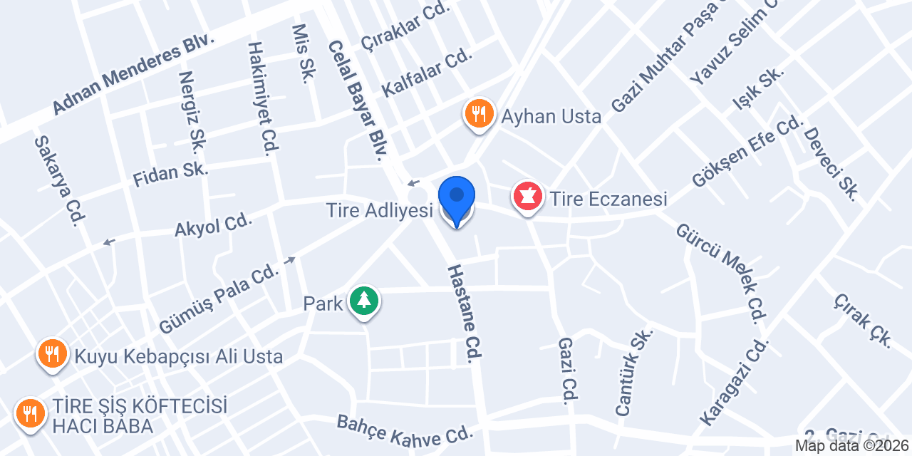 Tire Adliyesi konumu